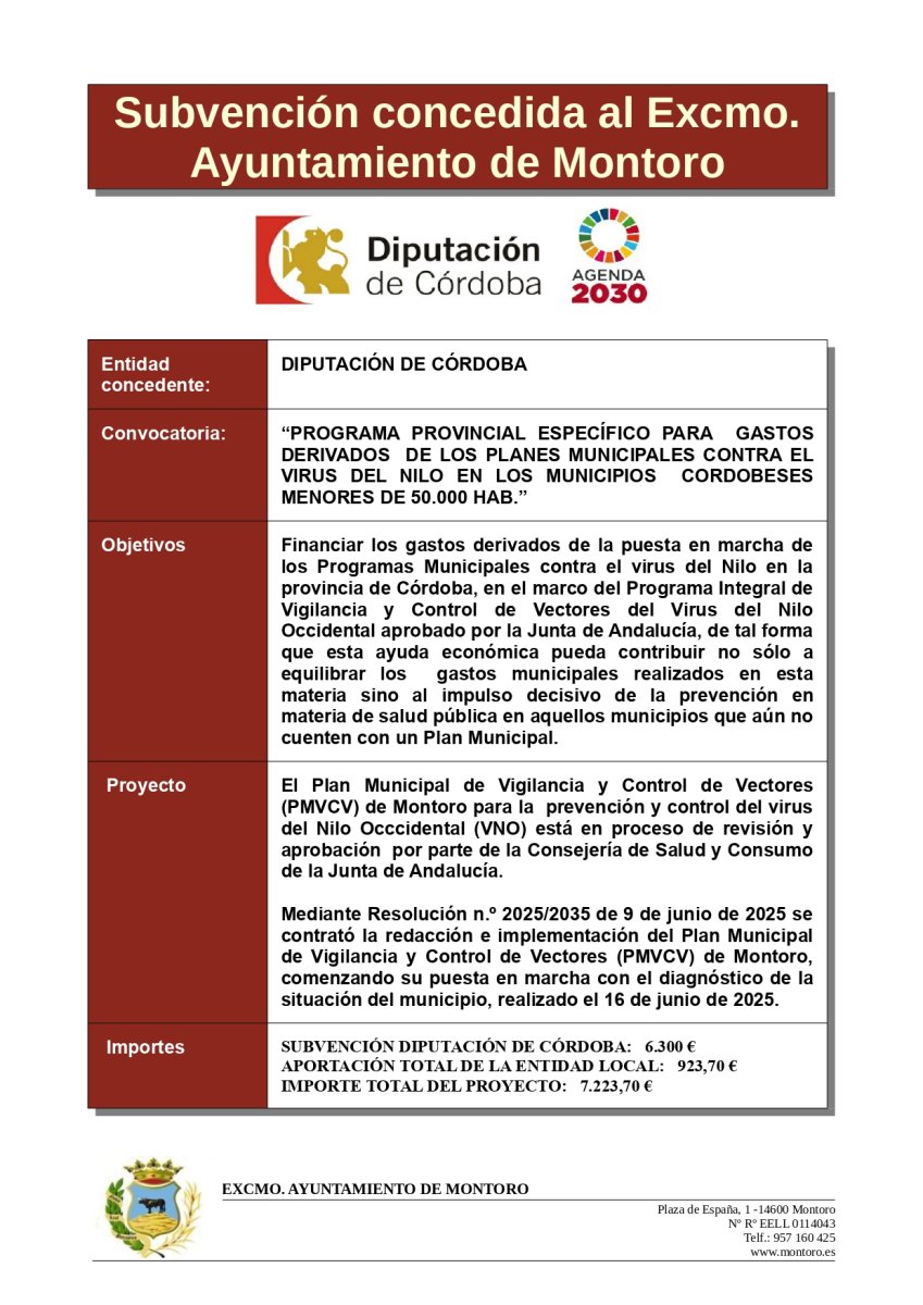 SUBvención virus nilo 2025
