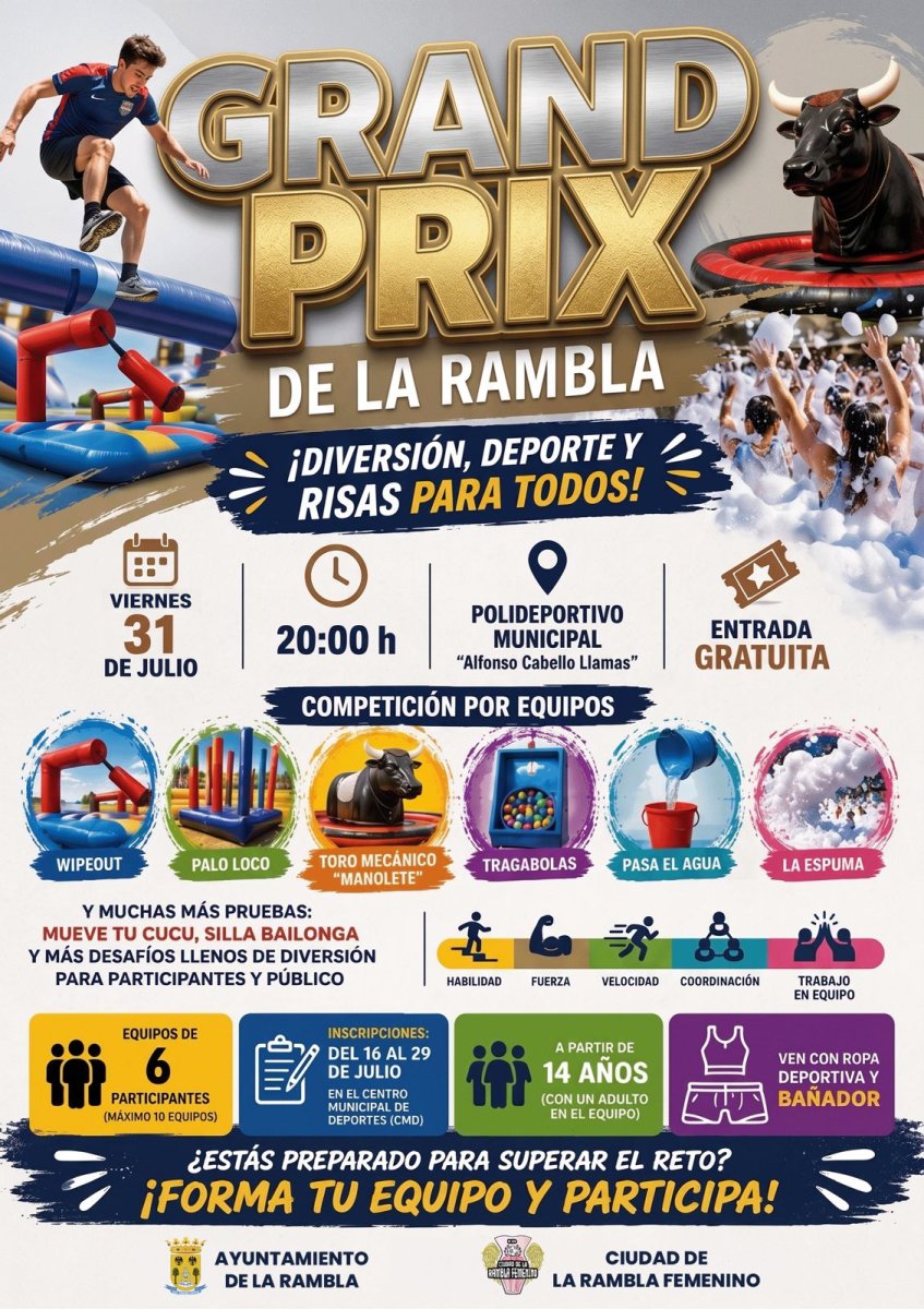 La Rambla estrena el 31 de julio competición por equipos con hinchables y agua