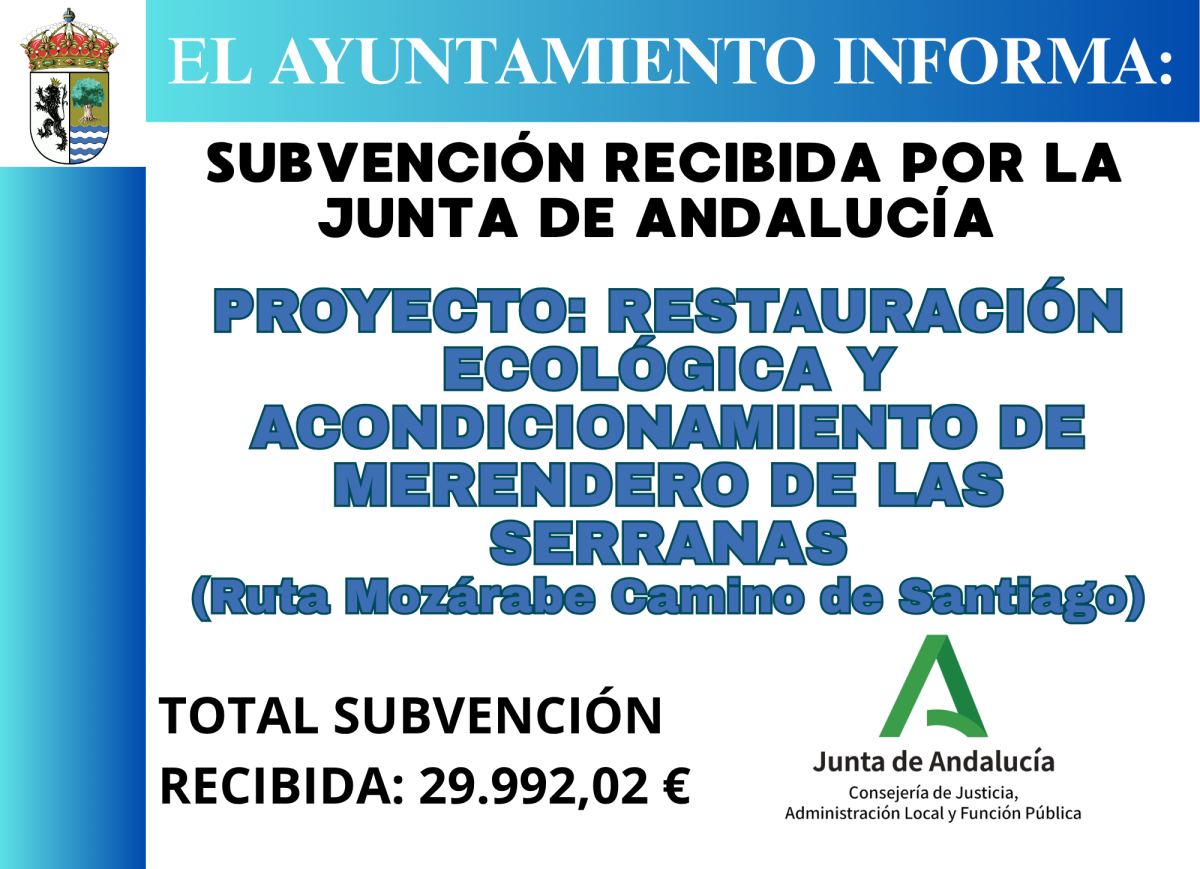 SUBVENCIÓN RECIBIDA. RESTAURACIÓN MERENDERO DE LAS SERRANAS