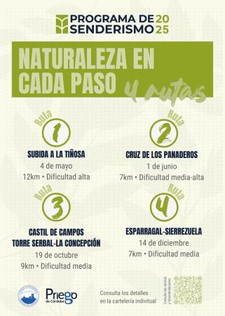 imagen de Programa ‘Naturaleza en cada paso’, cuatro rutas de senderismo entre mayo y diciembre de 2025. Subida a la Tiñosa, 4 mayo, Cruz Panaderos 1 junio, Torre Serbal 19 octubre y Esparragal-Sierrezuela 14 diciembre 2025.