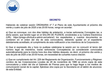 imagen de Próximo Pleno convocado para el 24 de julio de 2025, Síguelo en Directo