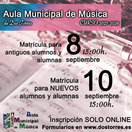 imagen de AULA MUNICIPAL DE MÚSICA. MATRÍCULA 2025-2026