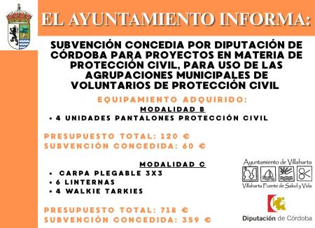 imagen de SUBVENCIÓN CONCEDIDA PROTECCIÓN CIVIL 2025