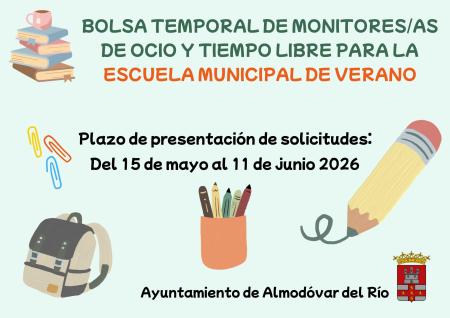 imagen de Bolsa de monitores para Escuela Municipal de Verano: solicitudes 15 mayo-11 junio 2026