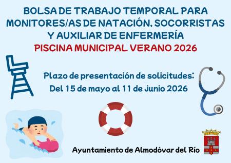 imagen de Bolsa temporal para monitores, socorristas y auxiliar de enfermería en la Piscina (2026)