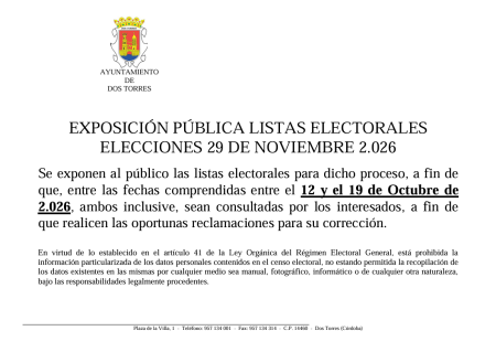 imagen de ANUNCIO EXPOSICIÓN PÚBLICA LISTAS ELECTORALES