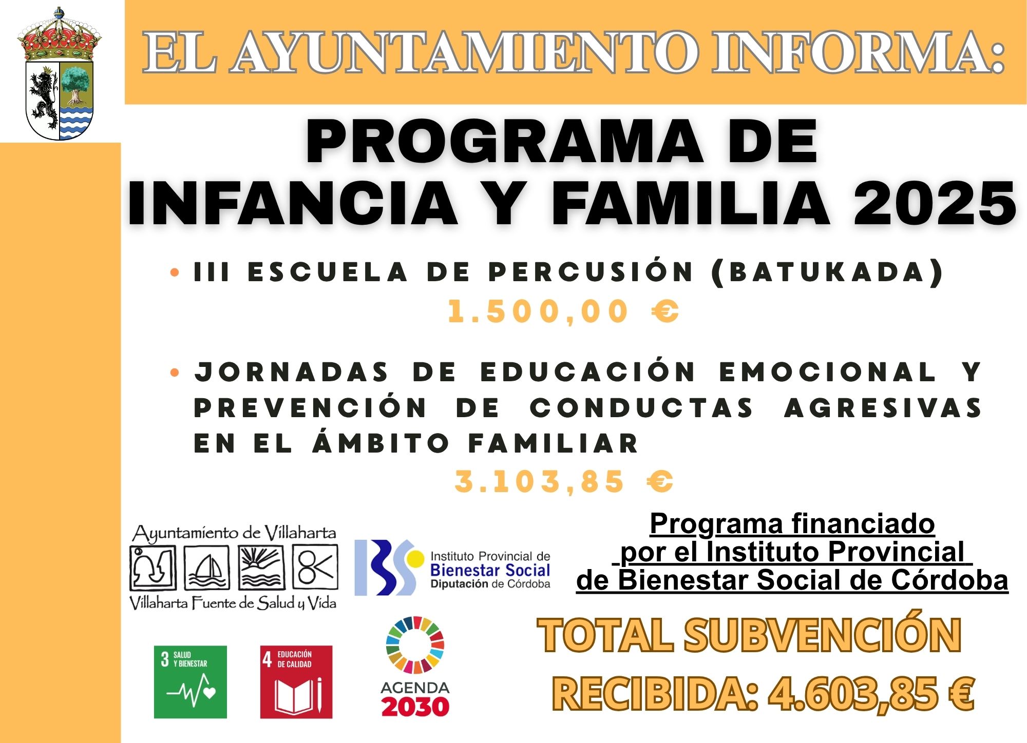 SUBVENCIÓN RECIBIDA. INFANCIA Y FAMILIA 2025