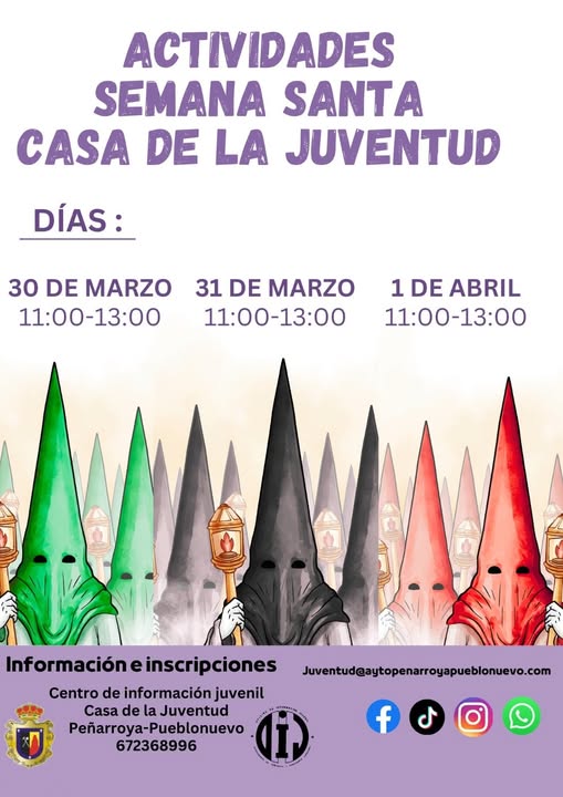 Peñarroya-Pueblonuevo: encuentros matinales en Casa de la Juventud 30-31 mar y 1 abr (11-13h)