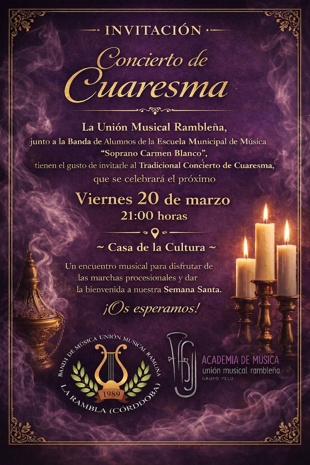 CONCIERTO DE cuaresma A CARGO DE LA UNIÓN MUSICAL RAMBLEÑA